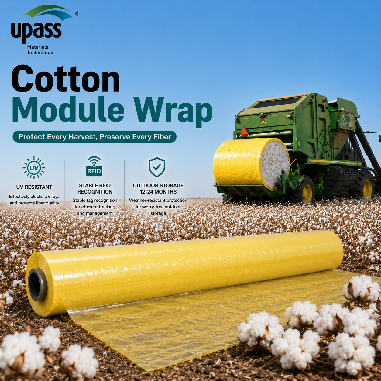 UV Resistant Cotton Module Wrap with RFID Tracking for Outdoor Storage